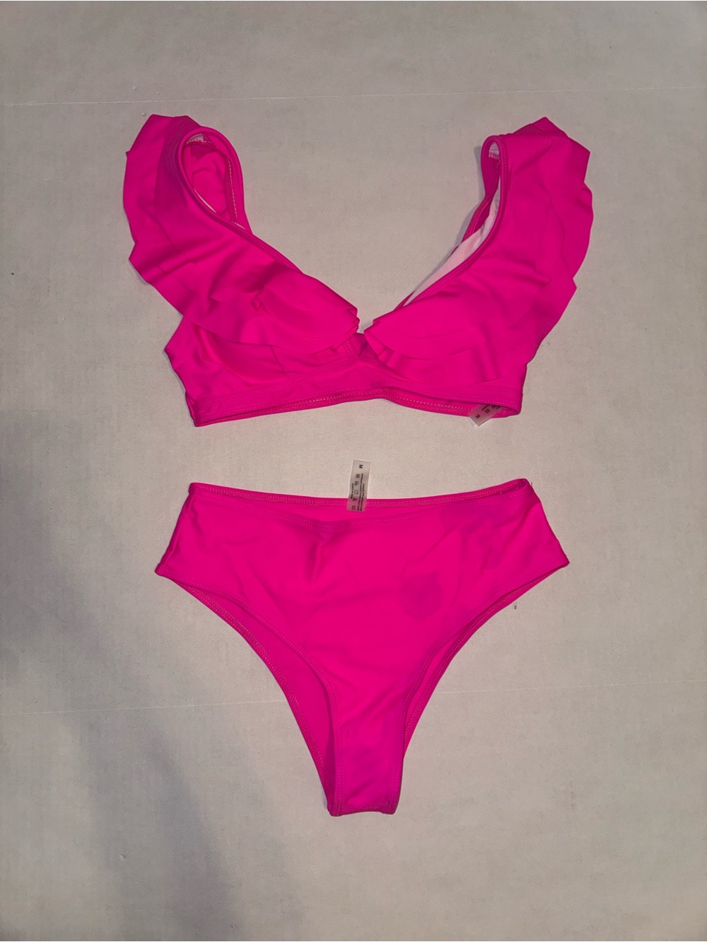 Women’s Ruffle Bikini Set - Hot Pink